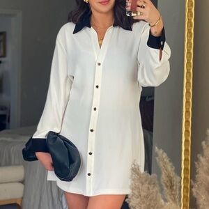 Zara Black and White Long Sleeve Dress